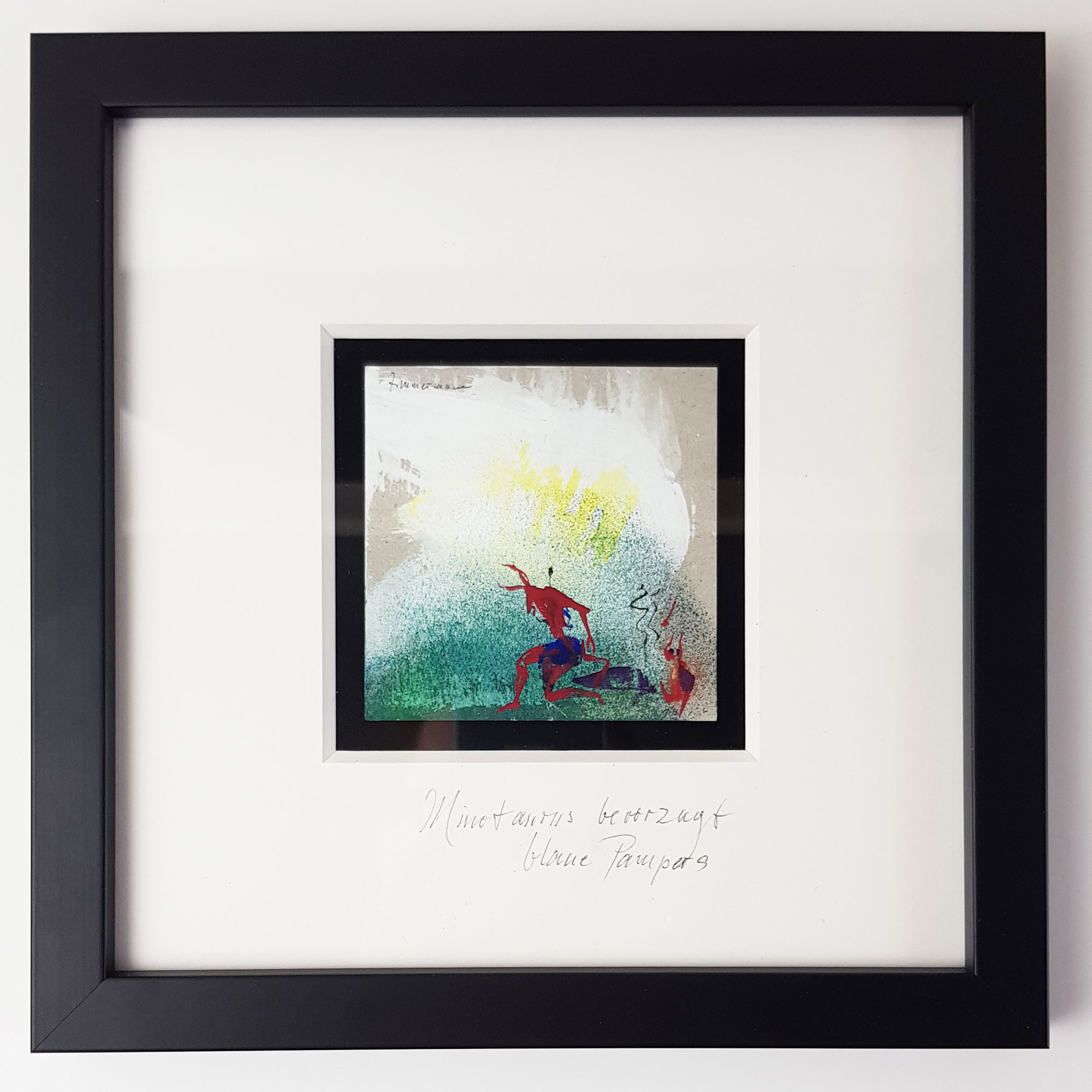 Minotaurus bevorzugt blaue Pampers (Miniatur-Gemälde)